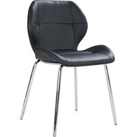 Darcy Faux Leather Dining Chair In Black With Chrome Legs