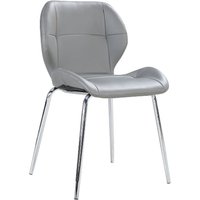 Darcy Faux Leather Dining Chair In Grey With Chrome Legs
