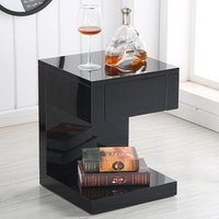 Dixon High Gloss Bedside Cabinet With 1 Drawer In Black