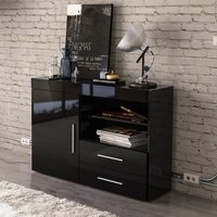Edgeware High Gloss Sideboard In Black With 1 Door 2 Drawers Edgeware High Gloss Sideboard In Black With 1 Door 2 Drawers