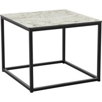 Extro Wooden Square Coffee Table In White Carrara Marble