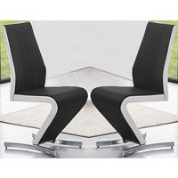 Gia Black And White Faux Leather Dining Chairs In Pair