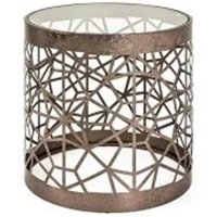 Nicole Glass Side Table Round In Clear With Antique Bronze Frame