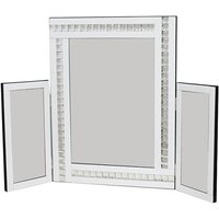 Elena Dressing Table Mirror In White With Acrylic Crystal Detail