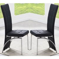 Ravenna Black Faux Leather Dining Chairs In Pair