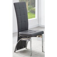 Ravenna Faux Leather Dining Chair In Grey With Chrome Legs