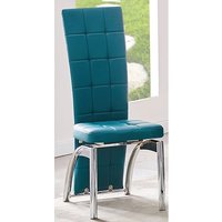 Ravenna Faux Leather Dining Chair In Teal With Chrome Legs