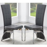 Ravenna Grey Faux Leather Dining Chairs In Pair