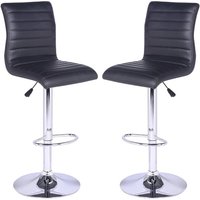 Ripple Black Faux Leather Bar Stools With Chrome Base In Pair