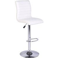 Ripple Faux Leather Bar Stool In White With Chrome Base