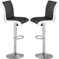 Ritz Black And White Faux Leather Bar Stools In Pair