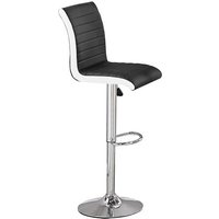 Ritz Faux Leather Bar Stool In Black And White With Chrome Base