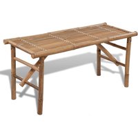 Aahna Wooden Folding Garden Bamboo Bench In Natural