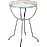 Aarox Round Multicoloured Glass Side Table With Silver Frame