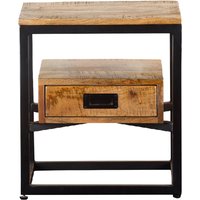 Abbeville Wooden Side Table With 1 Drawer - Oak And Black