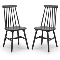 Abeje Black Wooden Dining Chairs With Spindle Back In Black Pair