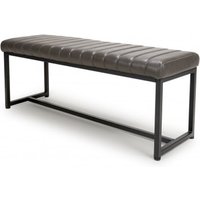 Aboba Leather Dining Bench With Metal Legs In Grey