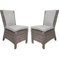 Abobo Grey Rattan Dining Chairs With Cushions In Pair