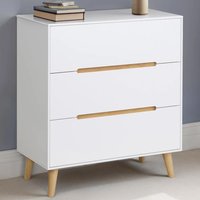 Abrina Wooden Chest Of 3 Drawers in Matt White And Oak