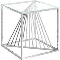 Absecon Clear Glass Side Table With Stainless Steel Frame