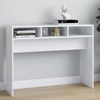 Acosta Wooden Console Table With 3 Shelves In White