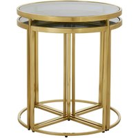 Acox Round Black Glass Top Nest Of 5 Tables With Gold Frame
