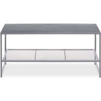 Acre Metal Coffee Table With Open Mesh Shelf In Grey