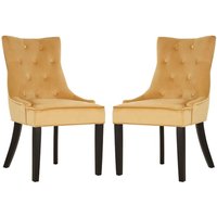 Adalinise Gold Velvet Dining Chair With Wooden Legs In A Pair