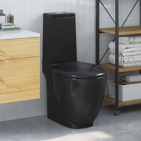 Ada Black Close Coupled Toilet With Vertical Outlet - Soft Close Seat