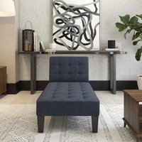 Adel Linen Fabric Lounge Chaise Chair In Blue