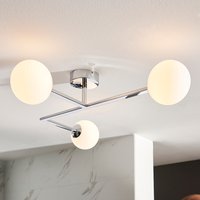 Adel Matt Opal Glass Shade Bathroom Semi Flush Light In Chrome