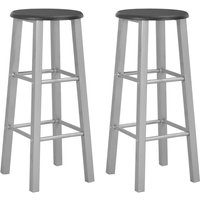Adelia Black Wooden Bar Stools With Steel Frame In A Pair