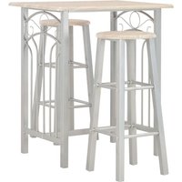 Adelia Wooden Bar Table With 2 Bar Stools In Oak And Grey