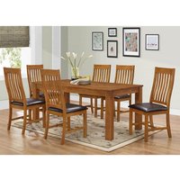 Aderes Wooden Dining Set With 6 Chairs In Walnut