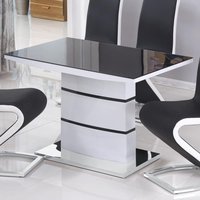 Aelia Black Glass Top Dining Table With White High Gloss Base