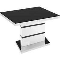 Aelia Black Glass Top Lamp Table With White High Gloss Base