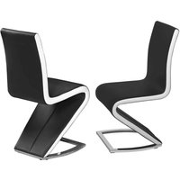 Aelia Black White PU Leather Dining Chairs In Pair