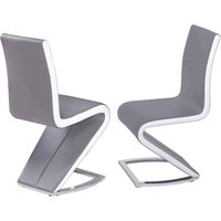 Aelia Grey White PU Leather Dining Chairs In Pair