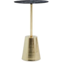 Aeolia Black Marble Effect Top Side Table With Gold Metal Base