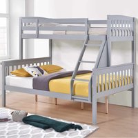 Aeryn Wooden Triple Bunk Bed With Ladder In Grey