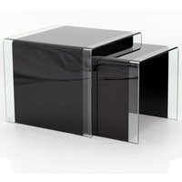 Afya Glass Nest Of 2 Tables In Black