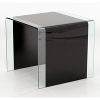 Afya Glass Square Lamp Table In Black And Clear