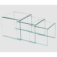 Afya Glass Square Nest Of 3 Tables In Clear