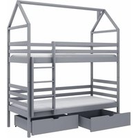 Agnano Wooden Bunk Bed With Bonnell Mattress And Storage In Grey