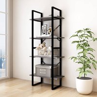 Aharon 4-Tier Solid Pinewood Bookshelf In Grey