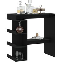 Aiza 100cm Wooden Bar Table With Storage Rack In Black