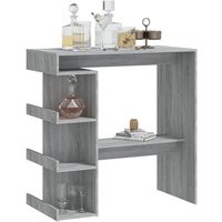 Aiza 100cm Wooden Bar Table With Storage Rack In Grey Sonoma
