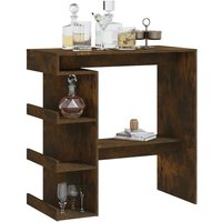 Aiza 100cm Wooden Bar Table With Storage Rack In Smoked Oak