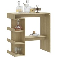 Aiza 100cm Wooden Bar Table With Storage Rack In Sonoma Oak