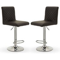 Baino Black Leather Bar Chairs With Round Chrome Base In A Pair